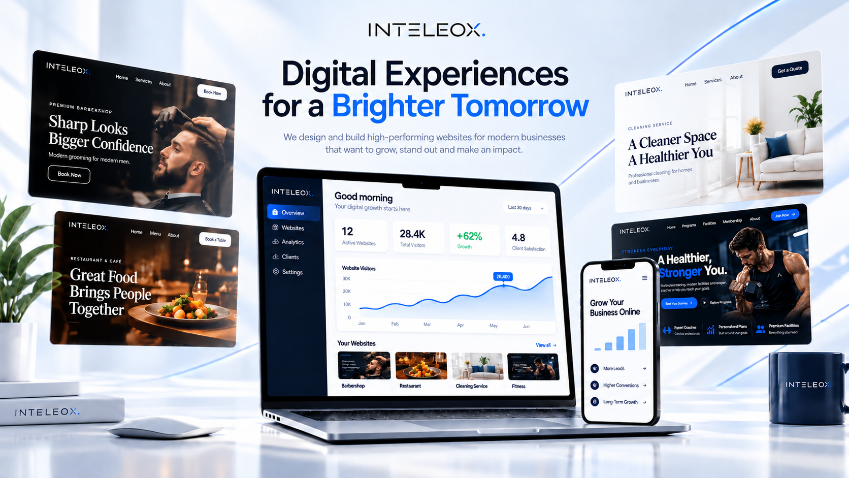 INTELEOX websites, booking systems, automation and business dashboard showcase